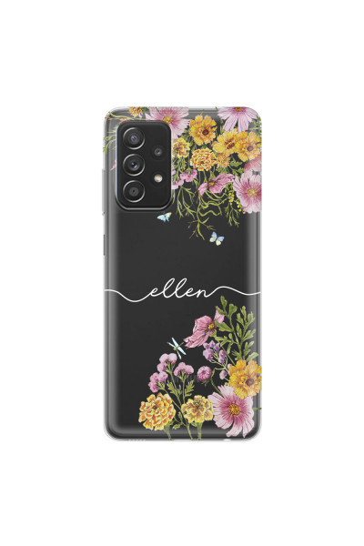 SAMSUNG - Galaxy A52 / A52s - Soft Clear Case - Meadow Garden with Monogram White