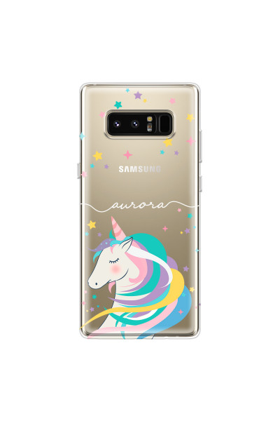 SAMSUNG - Galaxy Note 8 - Soft Clear Case - Clear Unicorn Handwritten White
