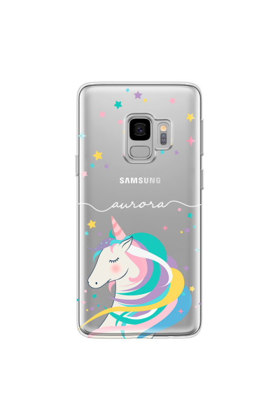 SAMSUNG - Galaxy S9 - Soft Clear Case - Clear Unicorn Handwritten White