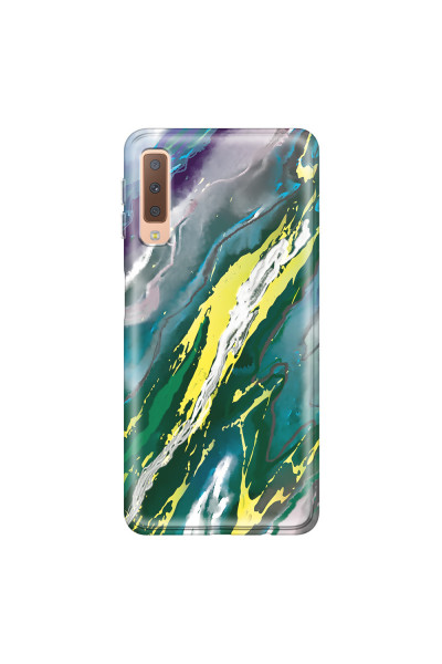 SAMSUNG - Galaxy A7 2018 - Soft Clear Case - Marble Rainforest Green