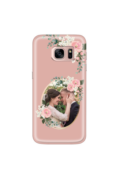 SAMSUNG - Galaxy S7 - Soft Clear Case - Pink Floral Mirror Photo