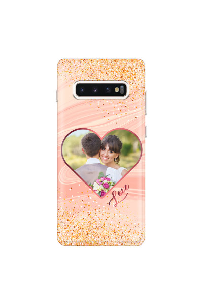 SAMSUNG - Galaxy S10 Plus - Soft Clear Case - Glitter Love Heart Photo
