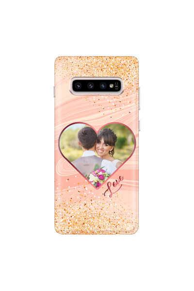 SAMSUNG - Galaxy S10 - Soft Clear Case - Glitter Love Heart Photo