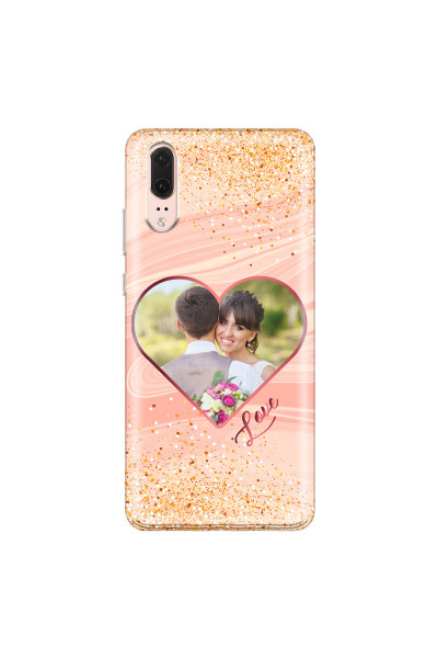 HUAWEI - P20 - Soft Clear Case - Glitter Love Heart Photo