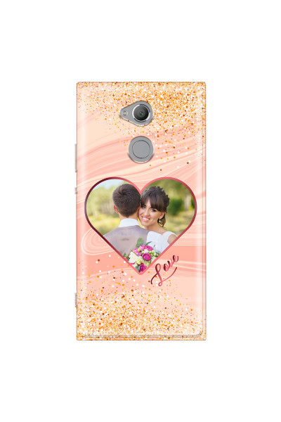 SONY - Sony XA2 Ultra - Soft Clear Case - Glitter Love Heart Photo