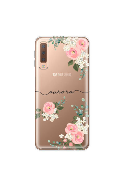 SAMSUNG - Galaxy A7 2018 - Soft Clear Case - Pink Floral Handwritten