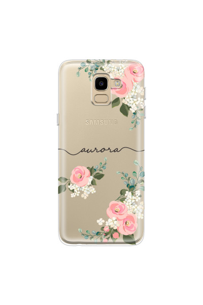 SAMSUNG - Galaxy J6 - Soft Clear Case - Pink Floral Handwritten