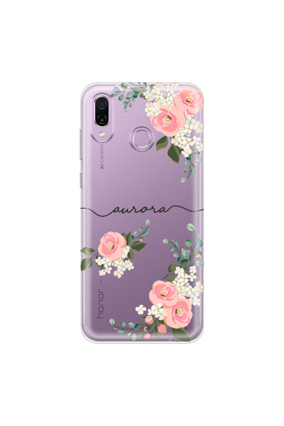 HONOR - Honor Play - Soft Clear Case - Pink Floral Handwritten