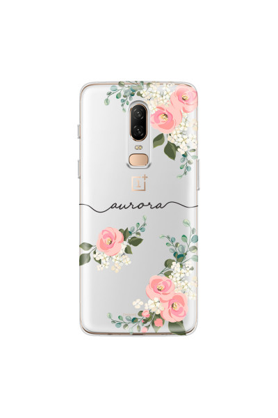 ONEPLUS - OnePlus 6 - Soft Clear Case - Pink Floral Handwritten