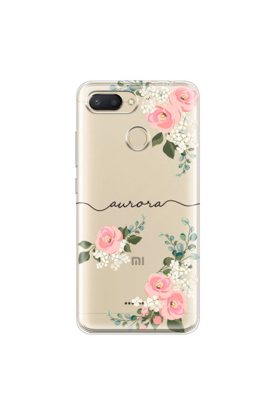 XIAOMI - Redmi 6 - Soft Clear Case - Pink Floral Handwritten