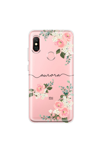 XIAOMI - Redmi Note 6 Pro - Soft Clear Case - Pink Floral Handwritten