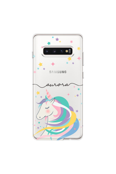 SAMSUNG - Galaxy S10 Plus - Soft Clear Case - Clear Unicorn Handwritten