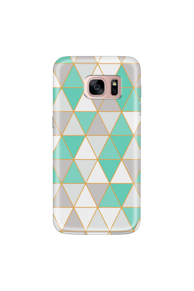 SAMSUNG - Galaxy S7 - Soft Clear Case - Green Triangle Pattern