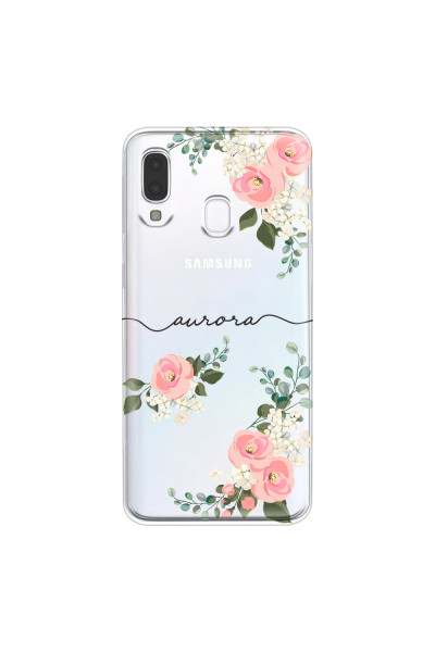 SAMSUNG - Galaxy A40 - Soft Clear Case - Pink Floral Handwritten
