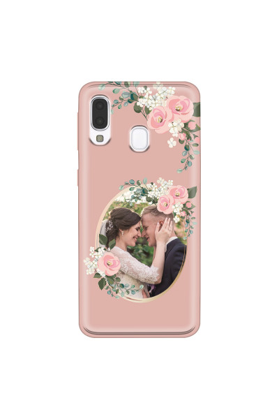 SAMSUNG - Galaxy A40 - Soft Clear Case - Pink Floral Mirror Photo