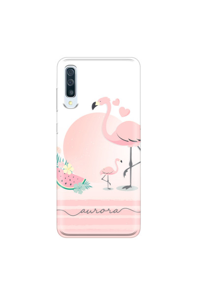 SAMSUNG - Galaxy A70 - Soft Clear Case - Flamingo Vibes Handwritten