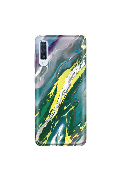 SAMSUNG - Galaxy A70 - Soft Clear Case - Marble Rainforest Green