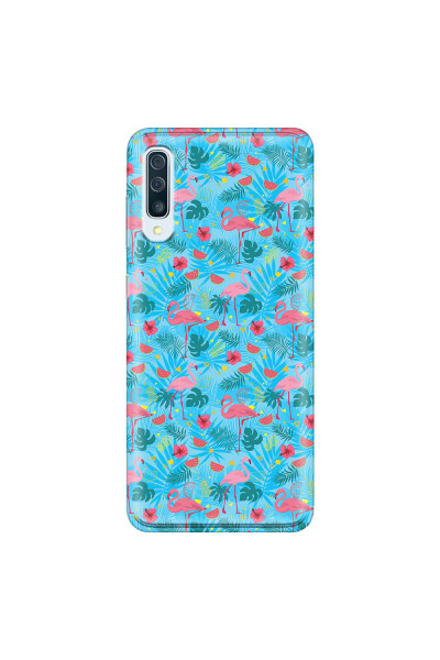SAMSUNG - Galaxy A70 - Soft Clear Case - Tropical Flamingo IV