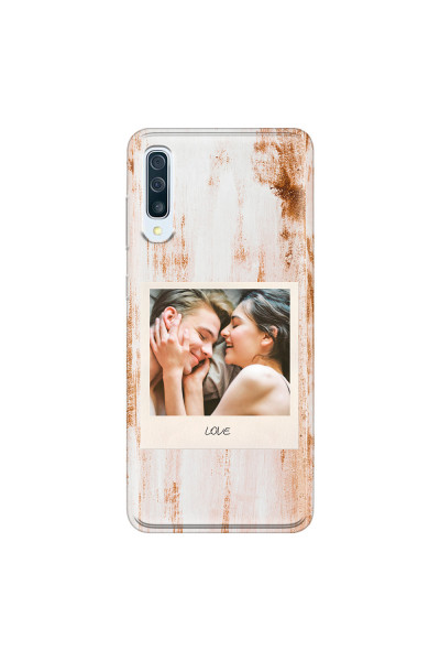 SAMSUNG - Galaxy A70 - Soft Clear Case - Wooden Polaroid