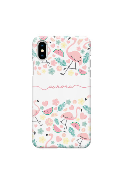 APPLE - iPhone XS - 3D Snap Case - Clear Flamingo Handwritten