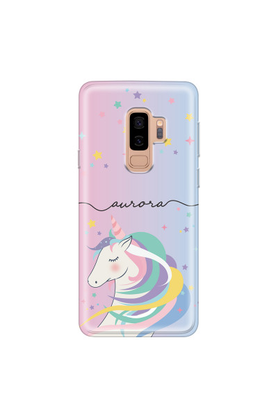 SAMSUNG - Galaxy S9 Plus - Soft Clear Case - Pink Unicorn Handwritten