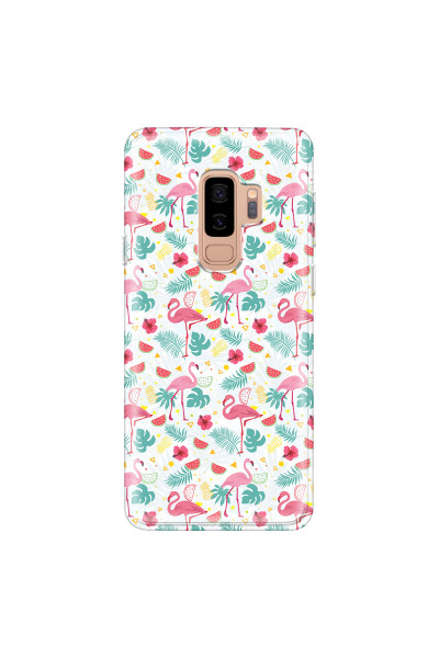 SAMSUNG - Galaxy S9 Plus - Soft Clear Case - Tropical Flamingo II