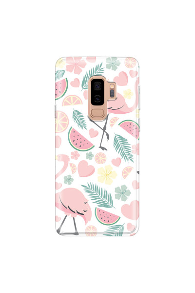 SAMSUNG - Galaxy S9 Plus - Soft Clear Case - Tropical Flamingo III