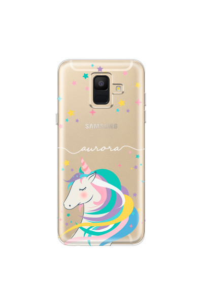 SAMSUNG - Galaxy A6 - Soft Clear Case - Clear Unicorn Handwritten White