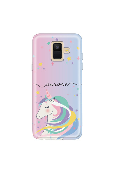 SAMSUNG - Galaxy A6 - Soft Clear Case - Pink Unicorn Handwritten