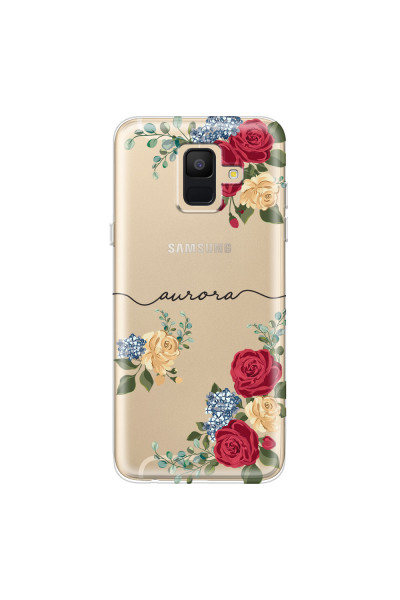 SAMSUNG - Galaxy A6 - Soft Clear Case - Red Floral Handwritten