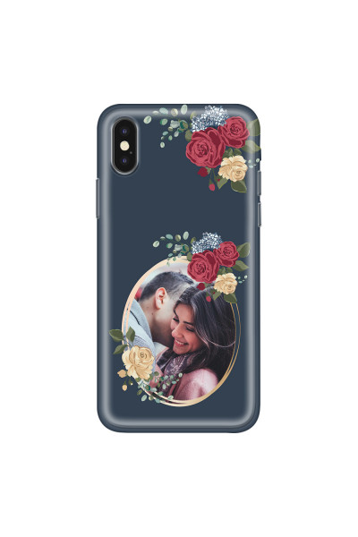 APPLE - iPhone XS - Soft Clear Case - Blue Floral Mirror Photo