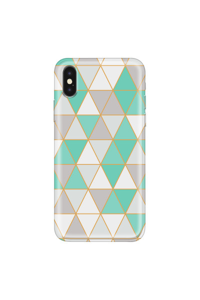 APPLE - iPhone XS - Soft Clear Case - Green Triangle Pattern