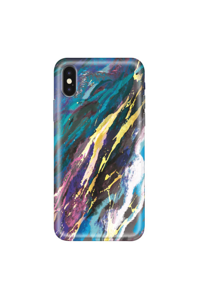 APPLE - iPhone XS - Soft Clear Case - Marble Bahama Blue
