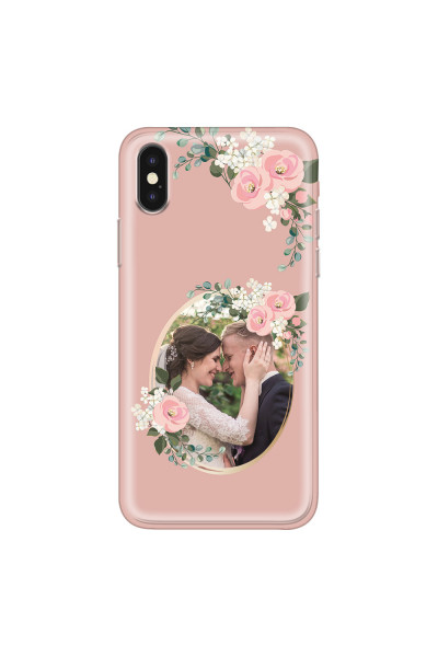 APPLE - iPhone XS - Soft Clear Case - Pink Floral Mirror Photo