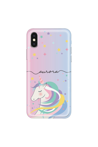 APPLE - iPhone XS - Soft Clear Case - Pink Unicorn Handwritten