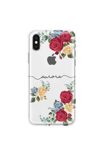 APPLE - iPhone XS - Soft Clear Case - Red Floral Handwritten