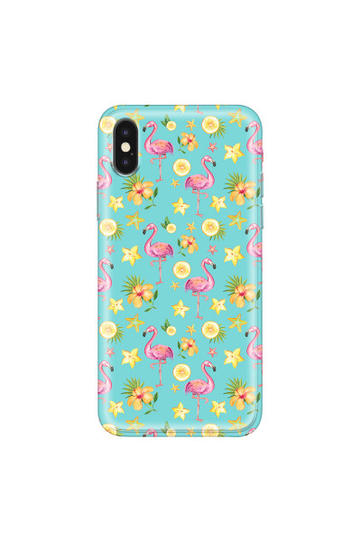 APPLE - iPhone XS - Soft Clear Case - Tropical Flamingo I