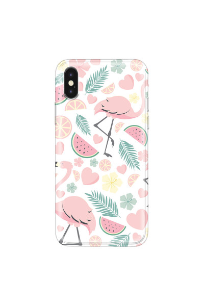 APPLE - iPhone XS - Soft Clear Case - Tropical Flamingo III