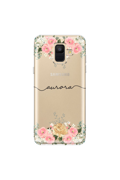 SAMSUNG - Galaxy A6 - Soft Clear Case - Dark Gold Floral Handwritten