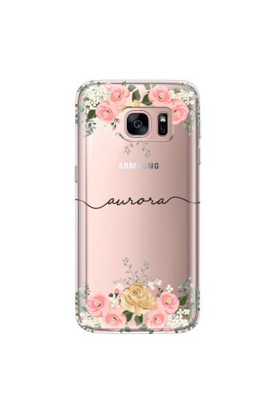 SAMSUNG - Galaxy S7 - Soft Clear Case - Dark Gold Floral Handwritten