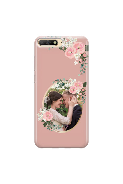HUAWEI - Y6 2018 - Soft Clear Case - Pink Floral Mirror Photo