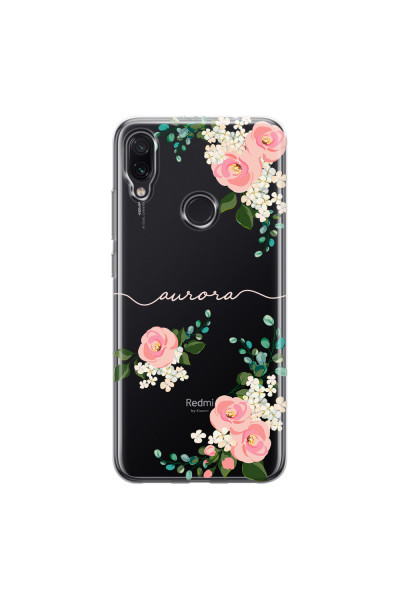 XIAOMI - Redmi Note 7/7 Pro - Soft Clear Case - Light Pink Floral Handwritten