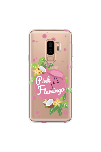 SAMSUNG - Galaxy S9 Plus - Soft Clear Case - Pink Flamingo