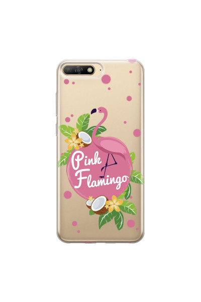 HUAWEI - Y6 2018 - Soft Clear Case - Pink Flamingo