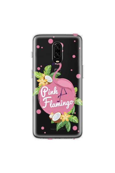 ONEPLUS - OnePlus 6T - Soft Clear Case - Pink Flamingo