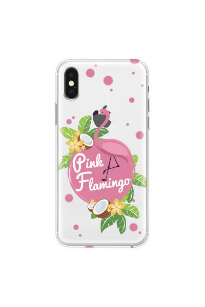 APPLE - iPhone XS - Soft Clear Case - Pink Flamingo