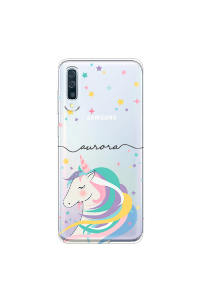 SAMSUNG - Galaxy A50 - Soft Clear Case - Clear Unicorn Handwritten
