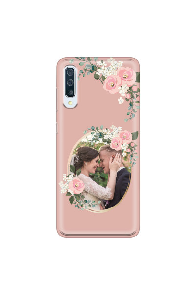 SAMSUNG - Galaxy A50 - Soft Clear Case - Pink Floral Mirror Photo