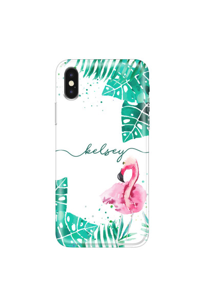 APPLE - iPhone XS - Soft Clear Case - Flamingo Watercolor