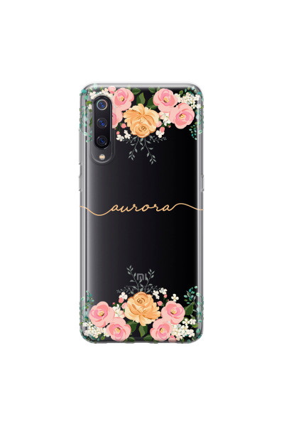 XIAOMI - Xiaomi Mi 9 - Soft Clear Case - Gold Floral Handwritten